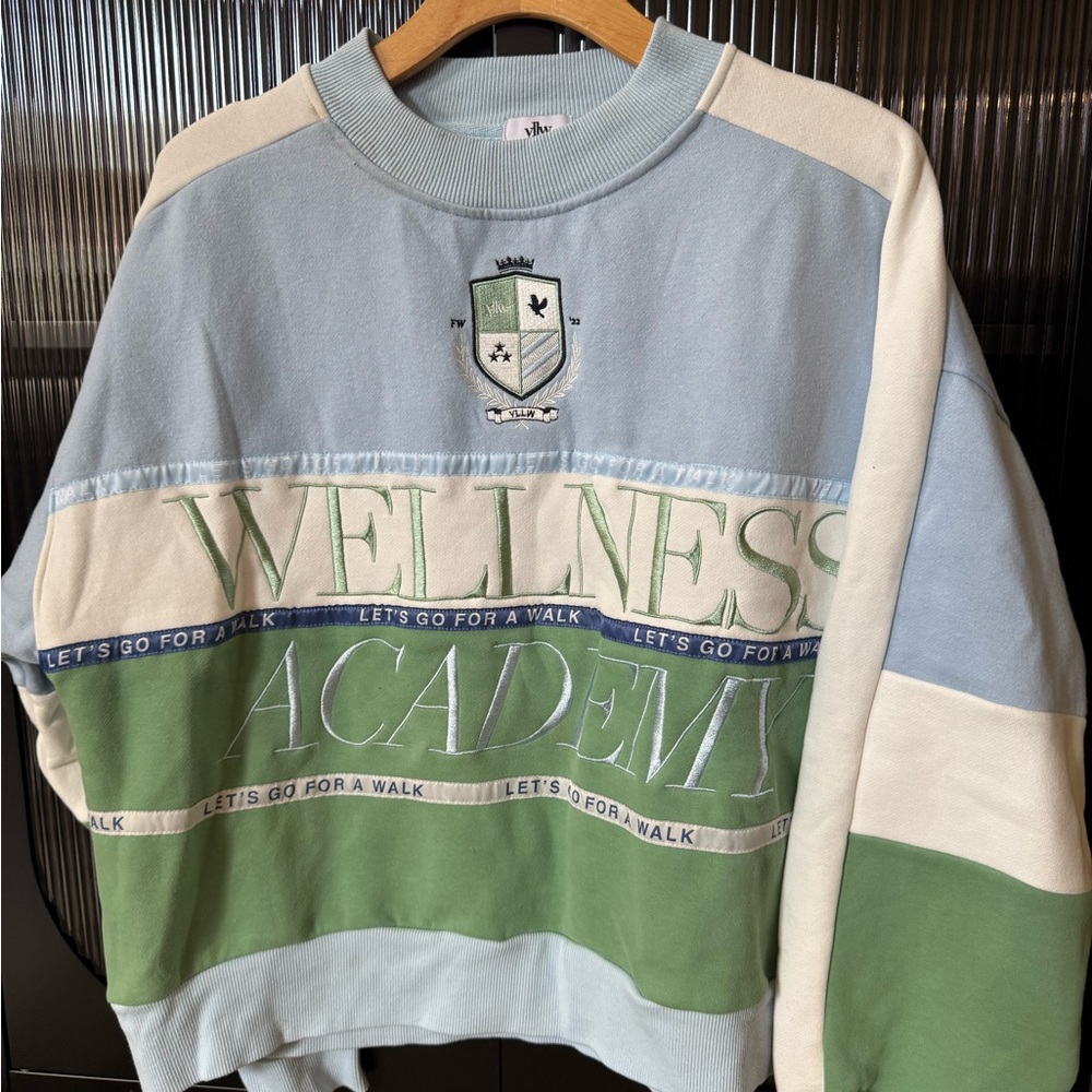 Blue and Green Crew Neck Sweater